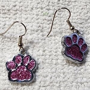 Pink Paw Print Earrings